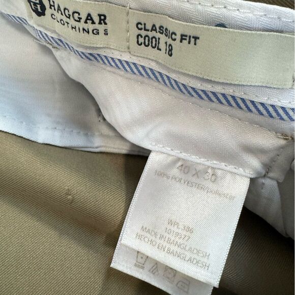 CLEARANCE! Men’s Tan Haggar Dress Slacks Size 40x30 EUC HEMMED - Picture 5 of 5